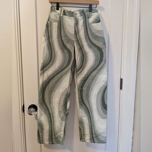 Miaou Fargo Pants in Green Swerve Swirl Canvas Size Small
